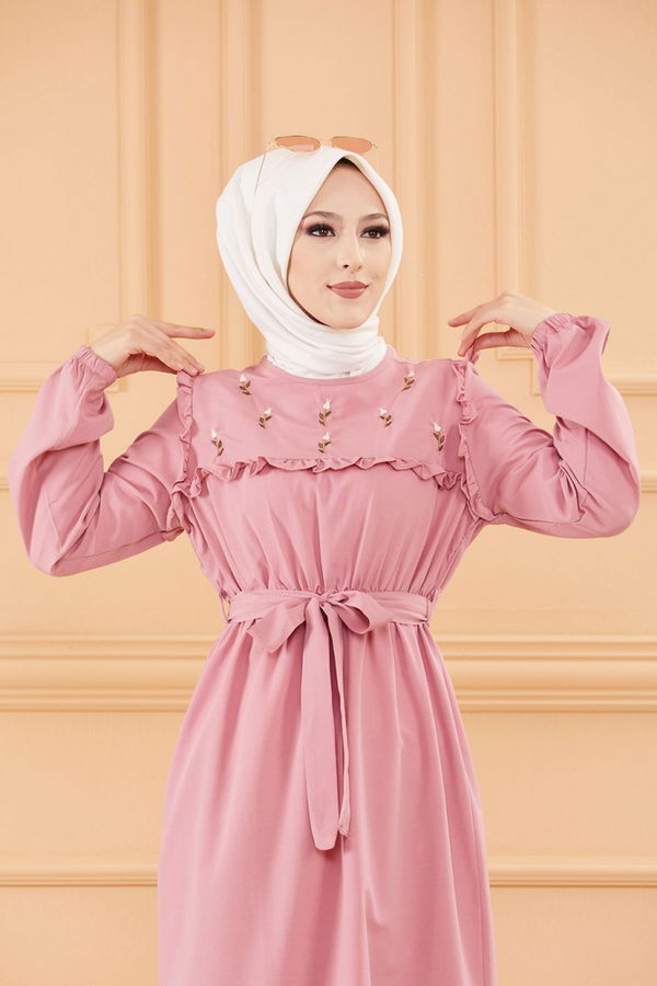 NAKISLI ELBISE Pembe - 3674