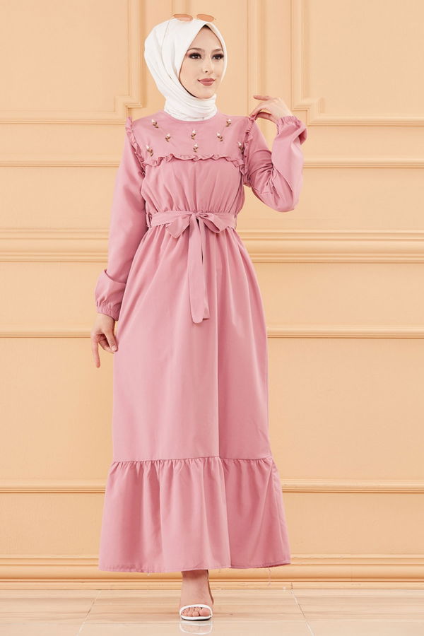 NAKISLI ELBISE Pembe - 3674