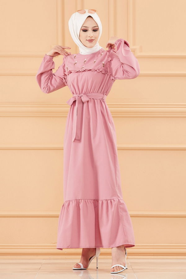 NAKISLI ELBISE Pembe - 3674