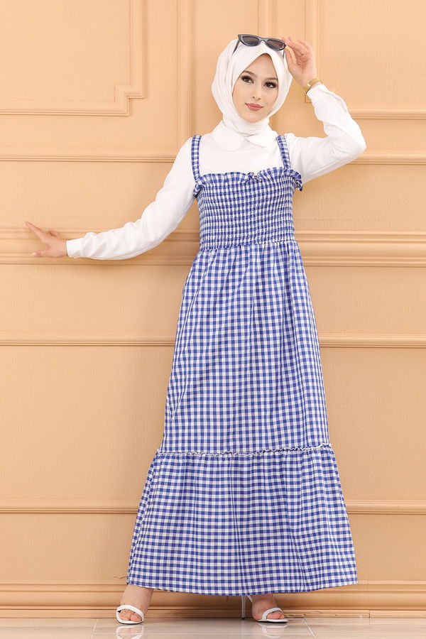 ASKILI ELBISE Mavi - 3727 MAVİ