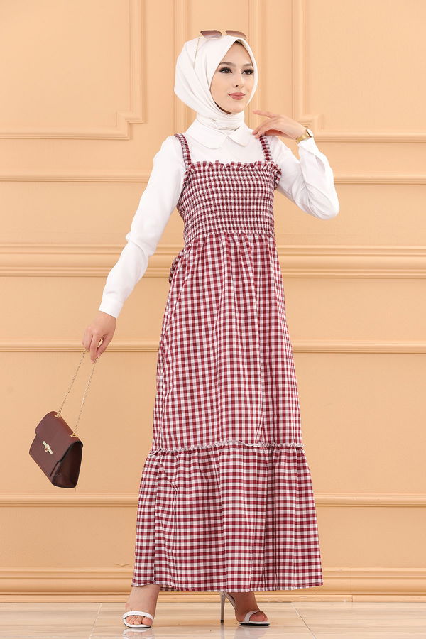 ASKILI ELBISE Bordo - 3727 BORDO