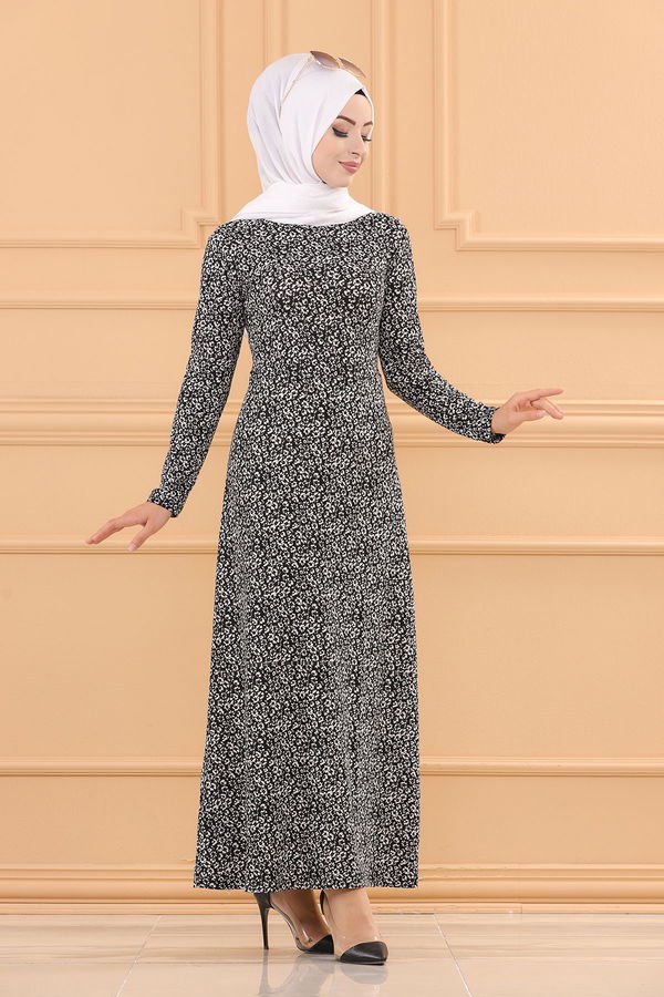 8485 KREP ELBİSE Siyah - 8485 SİYAH
