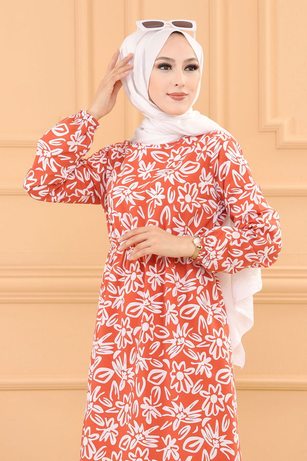 DESENLI ELBISE Kiremit - 3763 KİREMİT
