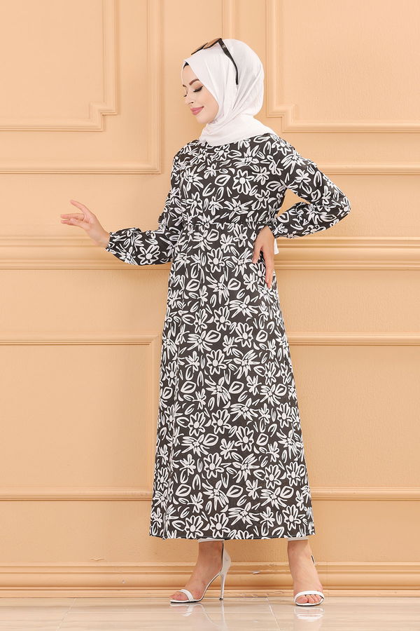 DESENLI ELBISE Siyah - 3763 SİYAH