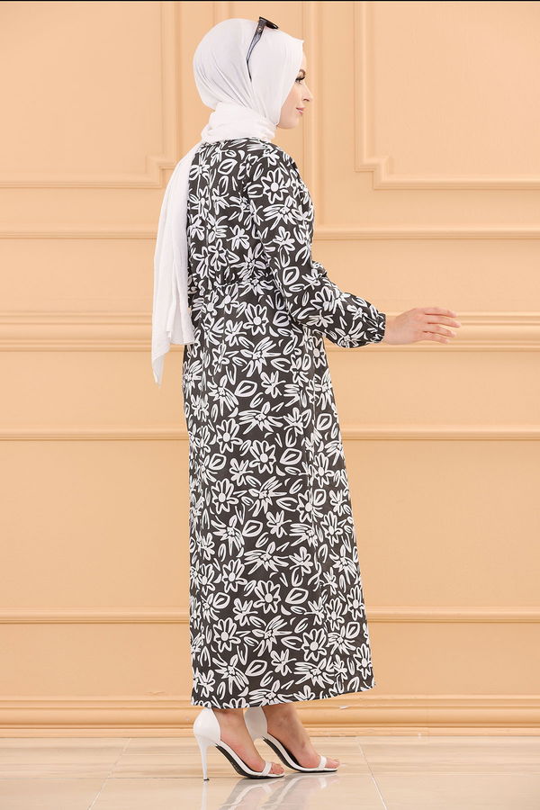 DESENLI ELBISE Siyah - 3763 SİYAH