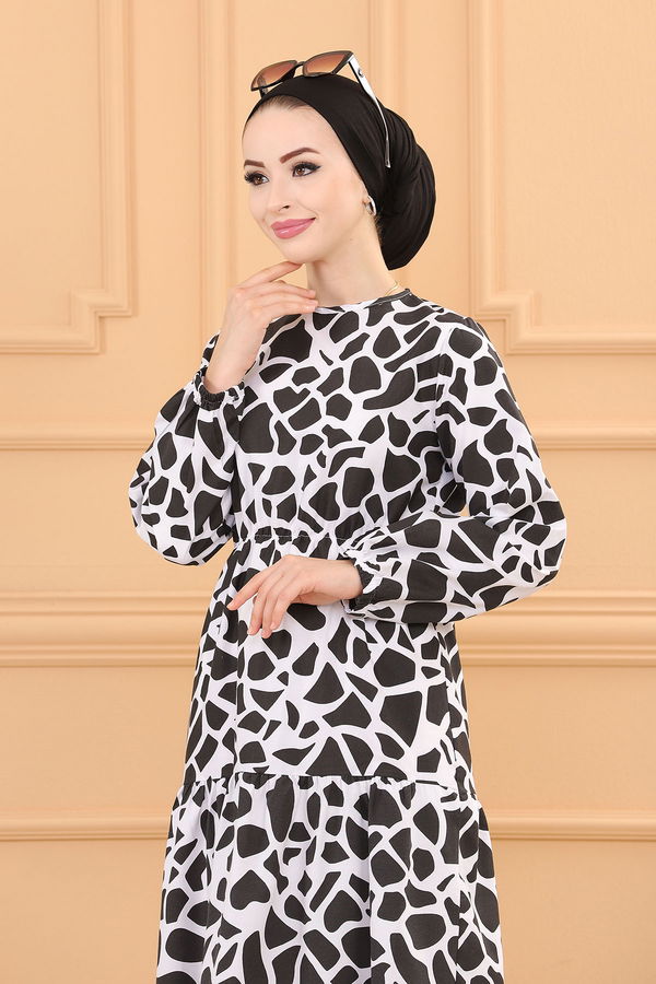 DESENLI ELBISE Siyah - 3732 SİYAH