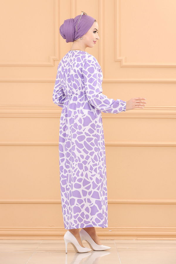 DESENLI ELBISE Lila - 3762