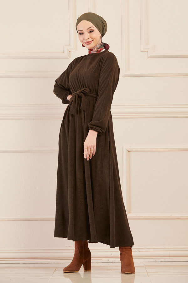 Kadıfe Elbıse HAKI - 20715 Haki - 20715 HAKİ