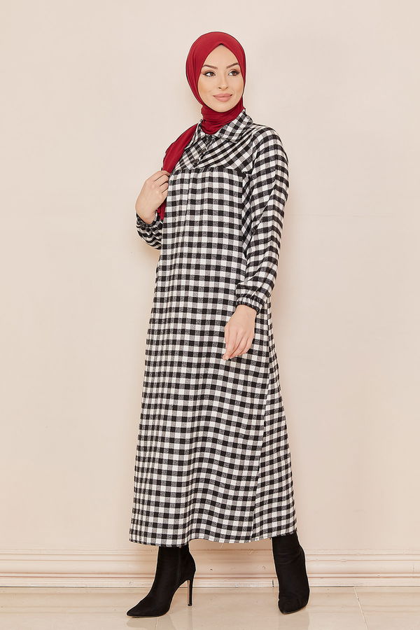 Ekoselı Elbıse EKRU - 3794 Ekru - 3794 EKRU