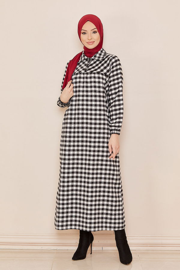 Ekoselı Elbıse EKRU - 3794 Ekru - 3794 EKRU