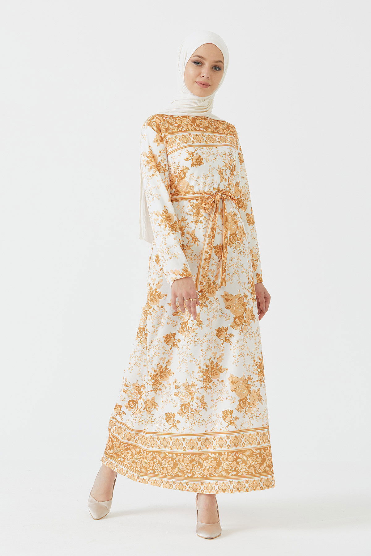 DESENLI ELBISE Sarı - 3756 Sarı