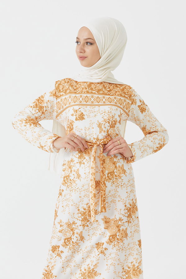 DESENLI ELBISE Sarı - 3756 Sarı