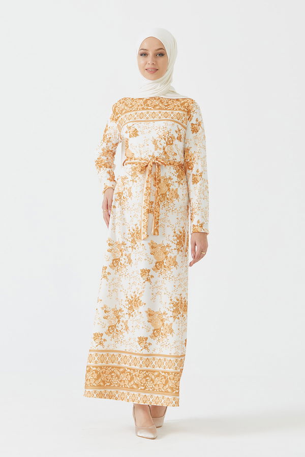 DESENLI ELBISE Sarı - 3756 Sarı