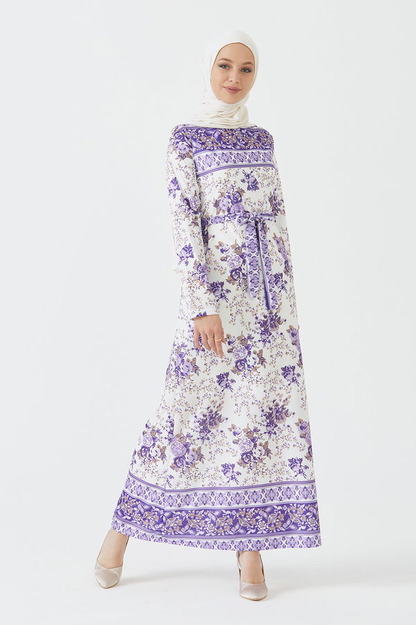 DESENLI ELBISE Lila - 3756