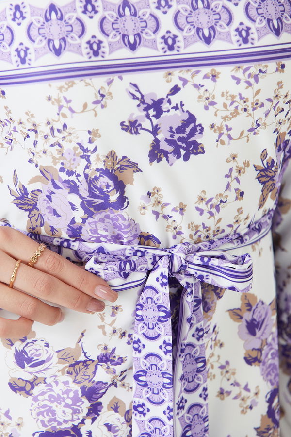 DESENLI ELBISE Lila - 3756