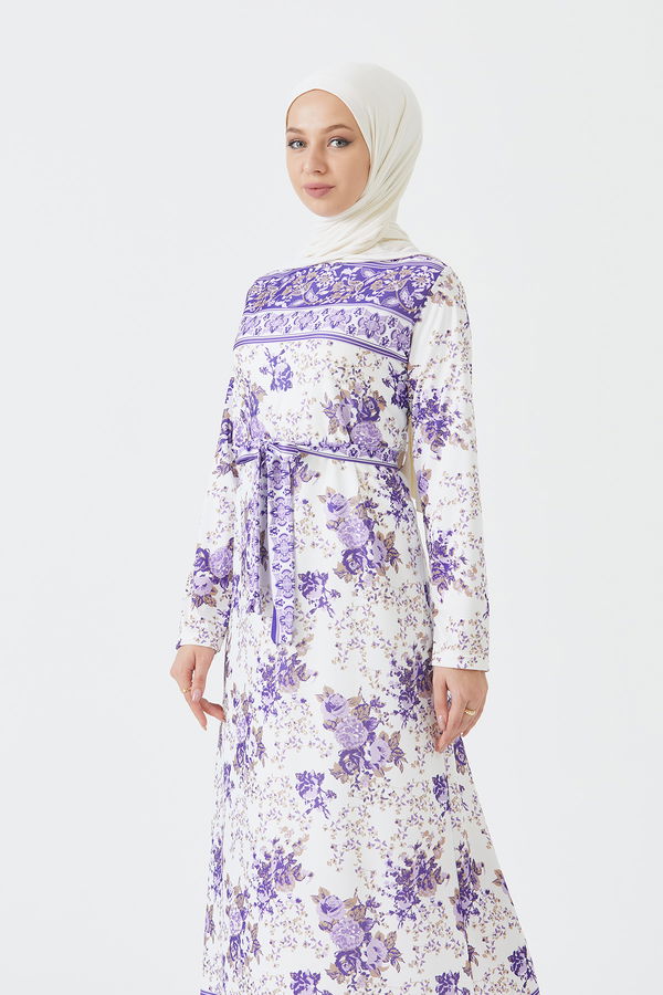 DESENLI ELBISE Lila - 3756