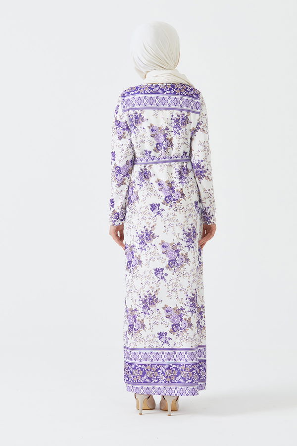 DESENLI ELBISE Lila - 3756