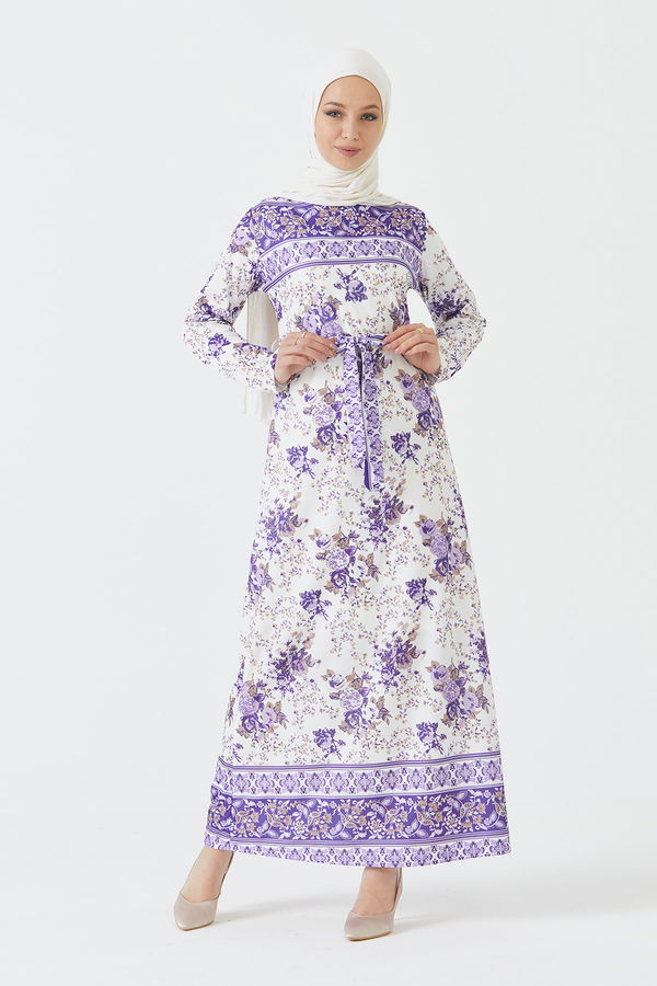 DESENLI ELBISE Lila - 3756