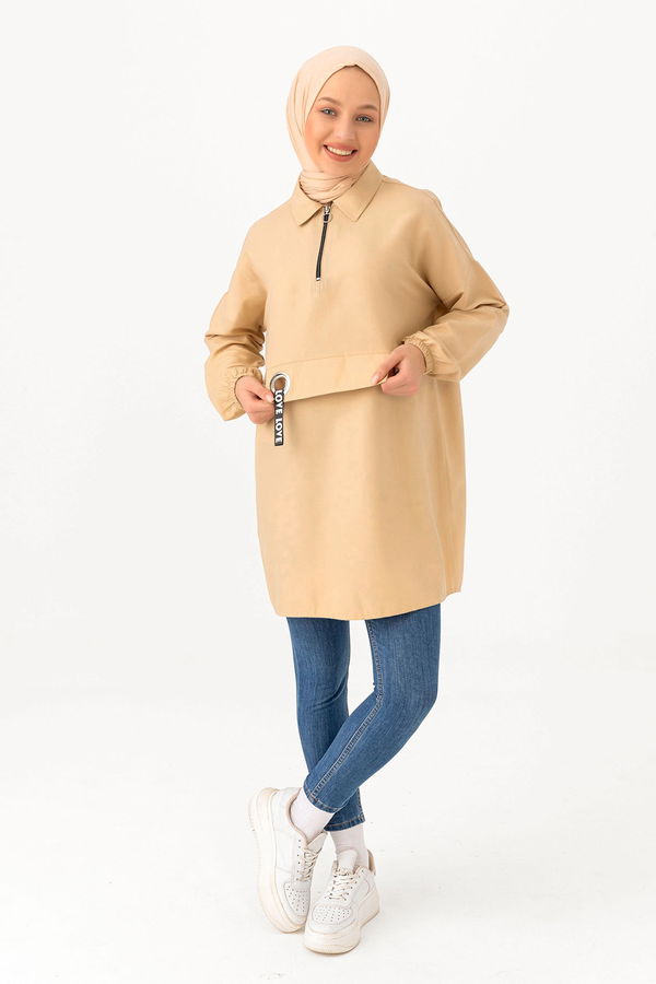 Kuş Gözlü Tunik Bej - 3479