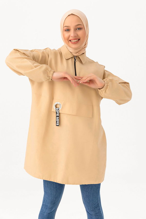 Kuş Gözlü Tunik Bej - 3479