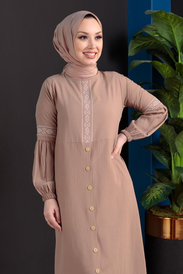NAKISLI ELBISE Vizon - 3599 VİZON