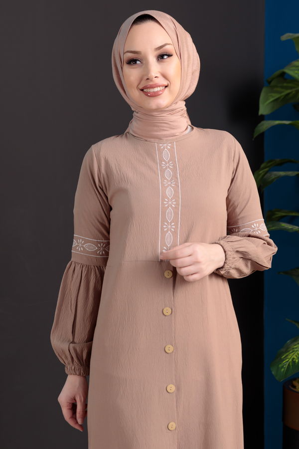 NAKISLI ELBISE Vizon - 3599 VİZON