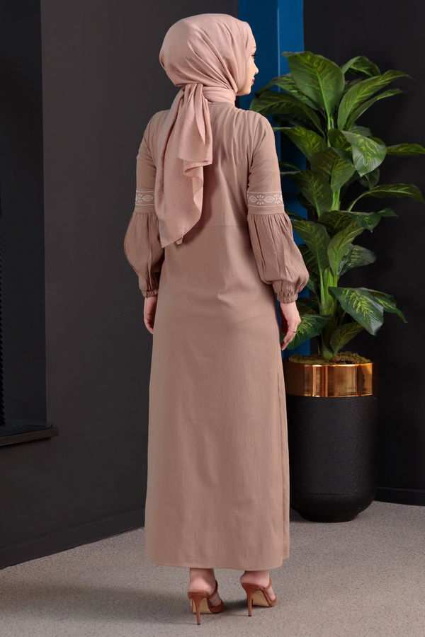 NAKISLI ELBISE Vizon - 3599 VİZON