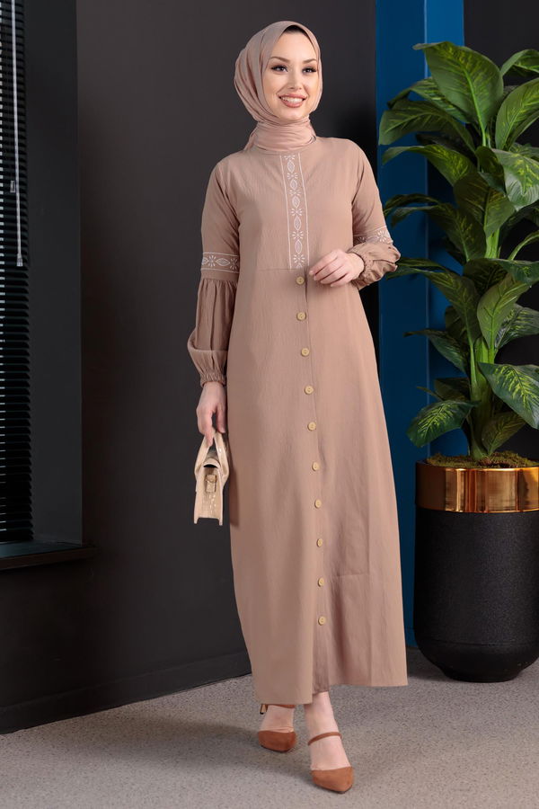 NAKISLI ELBISE Vizon - 3599 VİZON