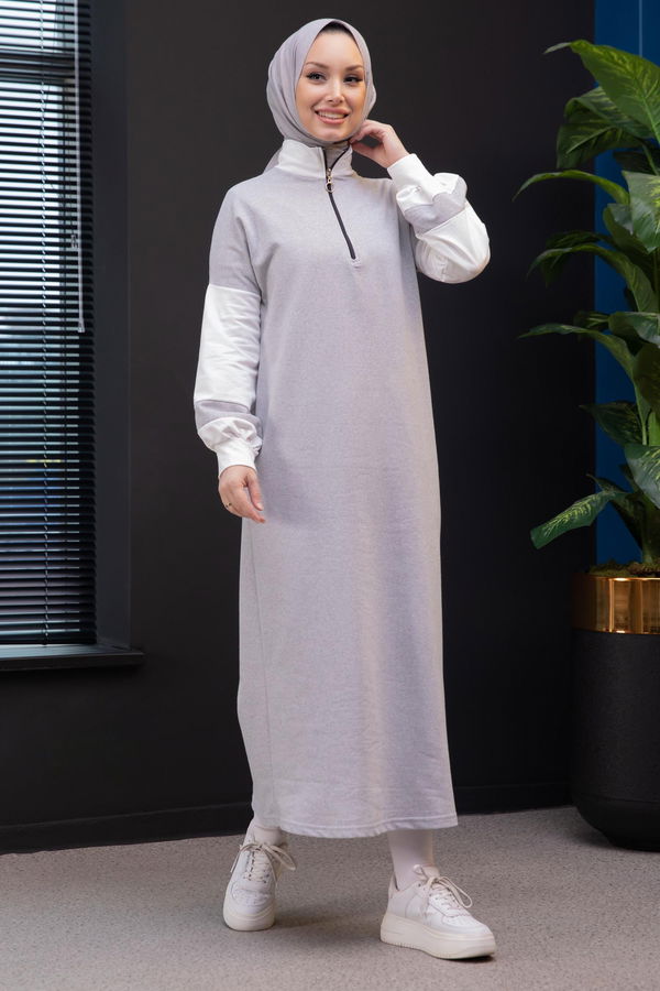 Garnılı Elbise Gri - 3942 GRİ