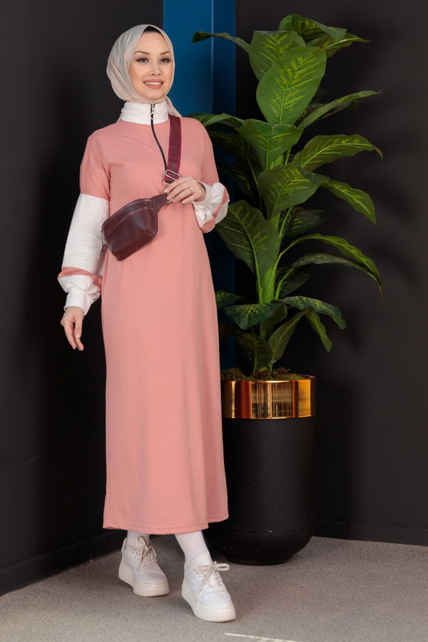Garnılı Elbise Pembe - 3942 PEMBE