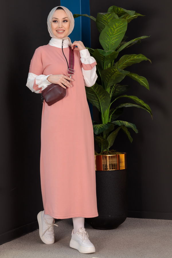 Garnılı Elbise Pembe - 3942 PEMBE