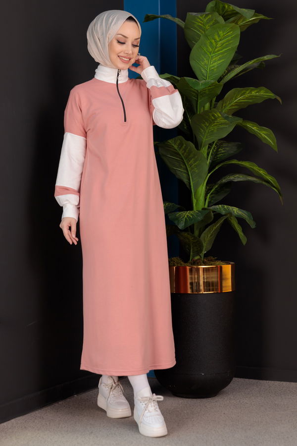 Garnılı Elbise Pembe - 3942 PEMBE