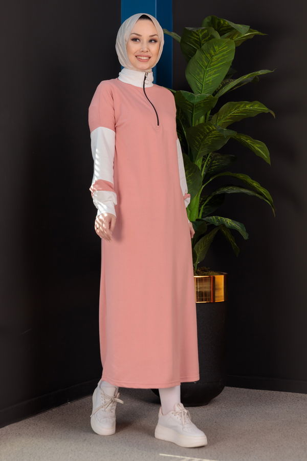 Garnılı Elbise Pembe - 3942 PEMBE
