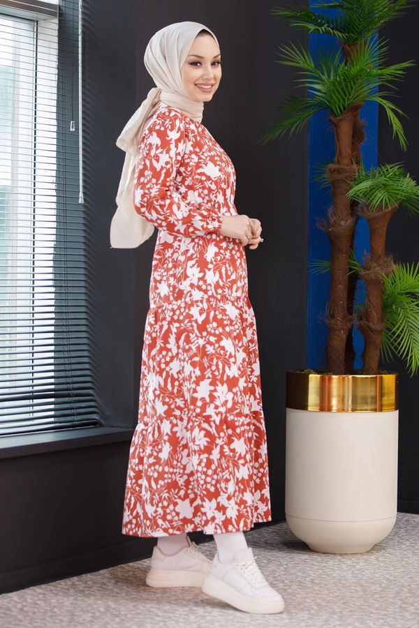 DESENLI ELBISE Taba - 3715 TABA