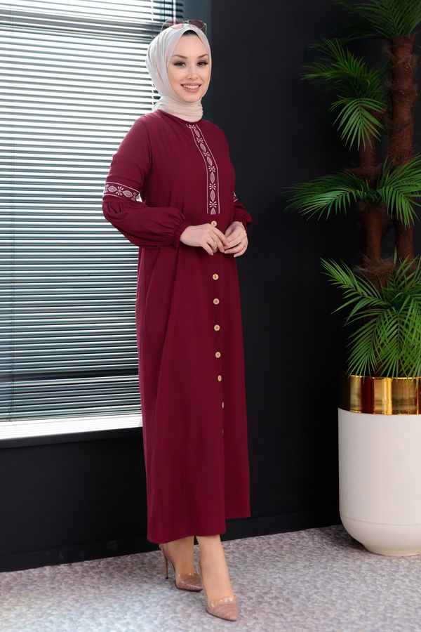 NAKISLI ELBISE Bordo - 3599