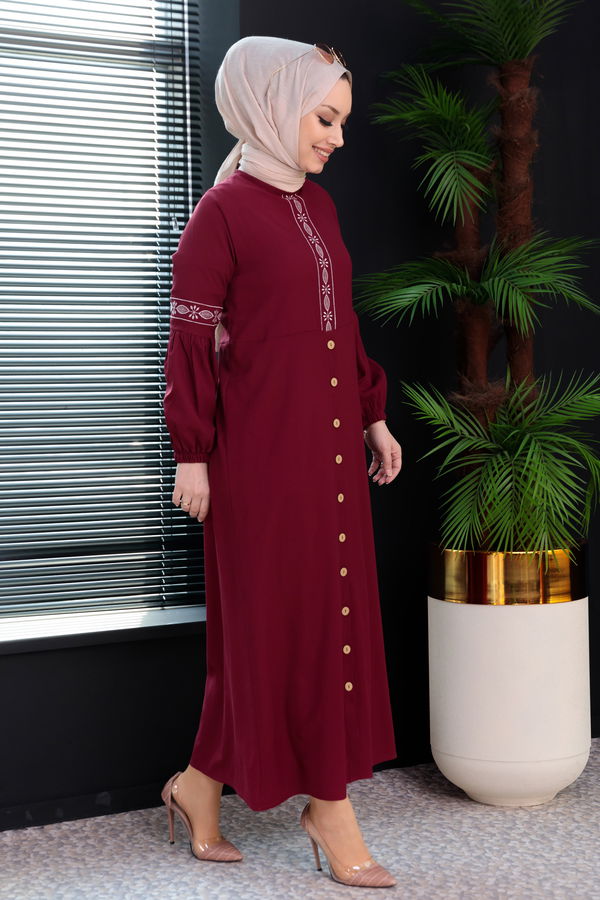 NAKISLI ELBISE Bordo - 3599