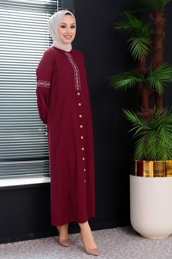 NAKISLI ELBISE Bordo - 3599