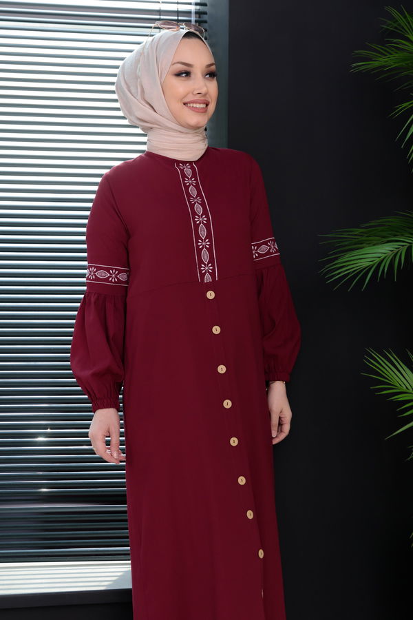 NAKISLI ELBISE Bordo - 3599