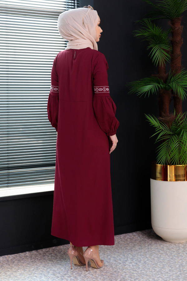 NAKISLI ELBISE Bordo - 3599