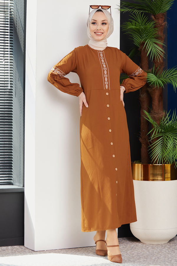 NAKISLI ELBISE Taba - 3599