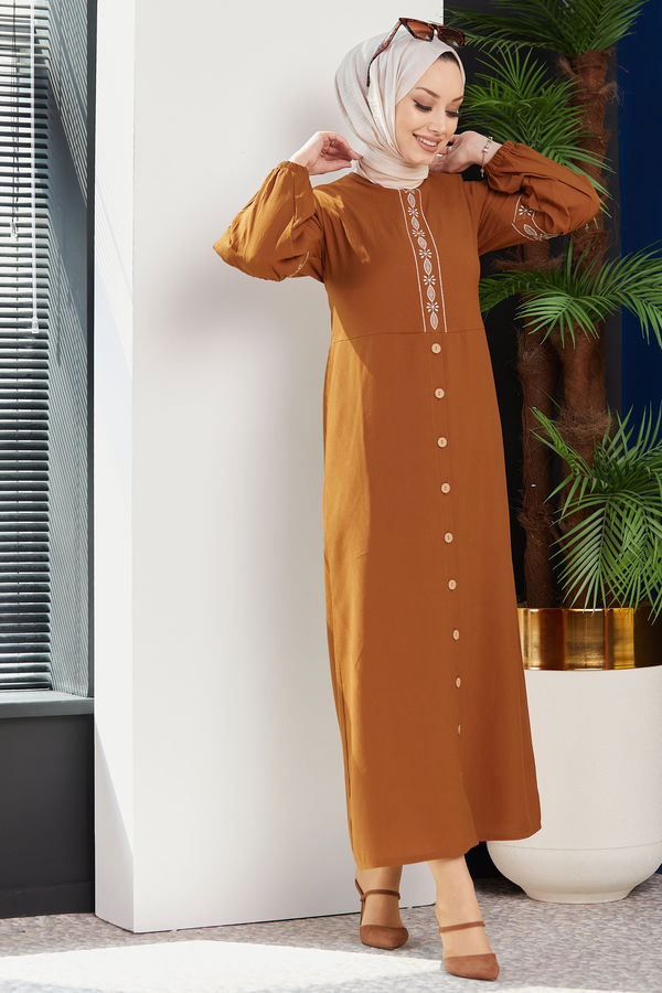 NAKISLI ELBISE Taba - 3599