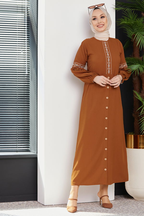 NAKISLI ELBISE Taba - 3599