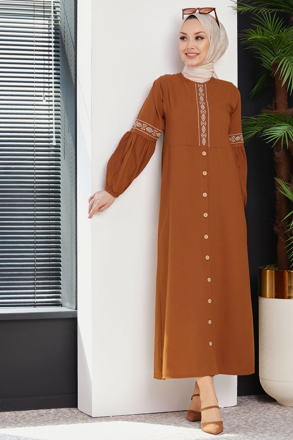 NAKISLI ELBISE Taba - 3599
