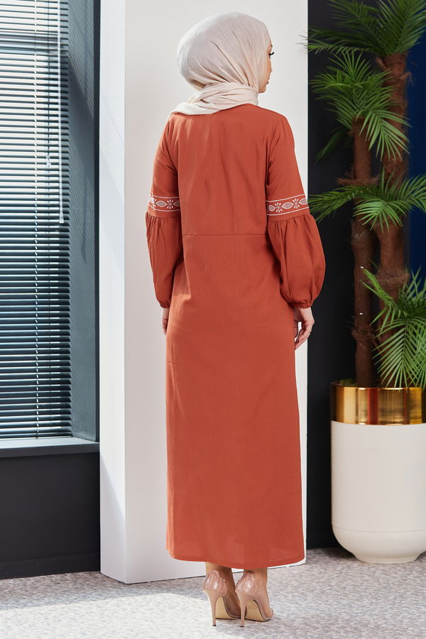 NAKISLI ELBISE Kiremit - 3599