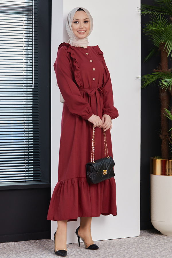 Elbise Bordo - 3598 BORDO