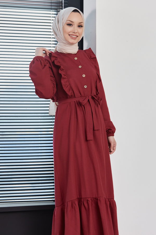 Elbise Bordo - 3598 BORDO