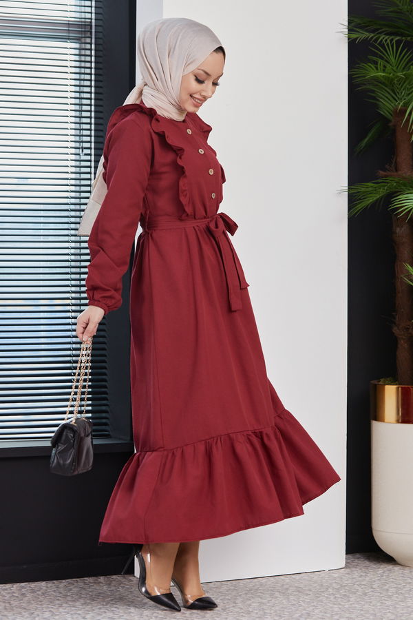 Elbise Bordo - 3598 BORDO