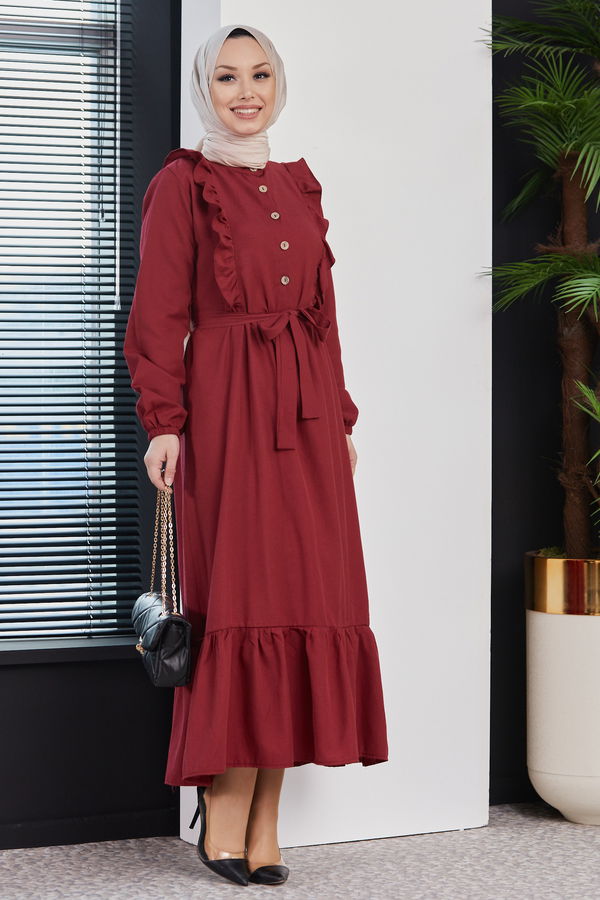 Elbise Bordo - 3598 BORDO
