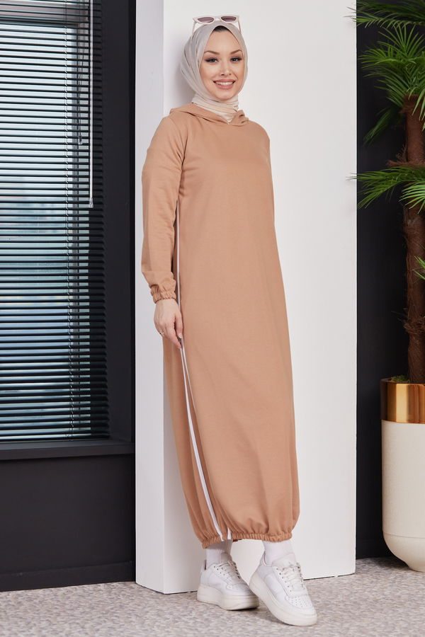 KAPSONLU ELBISE Bej - 5257