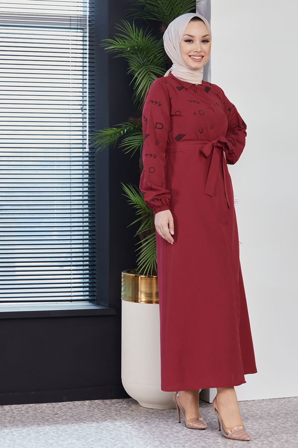Elbise Bordo - 3987